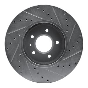 Cadillac STS Brake Rotor (1) - Front Left - R1 Concepts - Drilled & Slotted - Silver - `09-`11